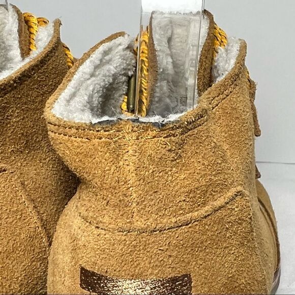 TOMS Desert Wedge Shearling Suede Heels in Wheat 7.5 - Picture 9 of 10